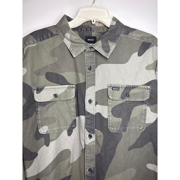 RVCA Panhandle Camo Cotton Flannel, Button Up Shirt, Men, XXL - Picture 3 of 8